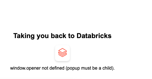 Databricks showing successfully authorized