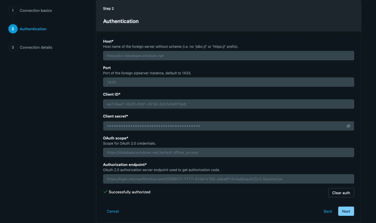 Databricks connection workflow completed